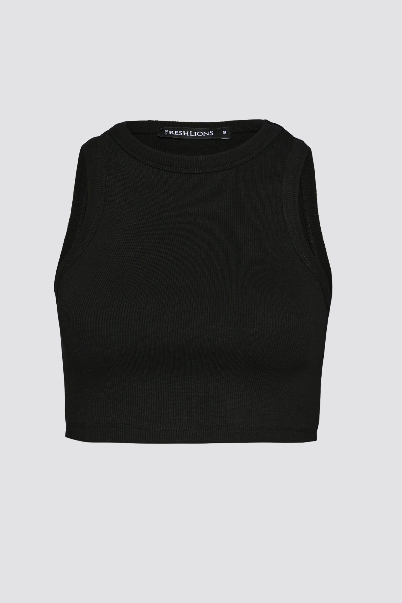 Freshlions Ribbed Basic Crop Top 'Asena' in schwarz