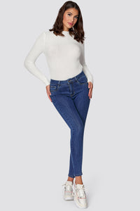 Slim Highwaist-Jeans in dunkelblau