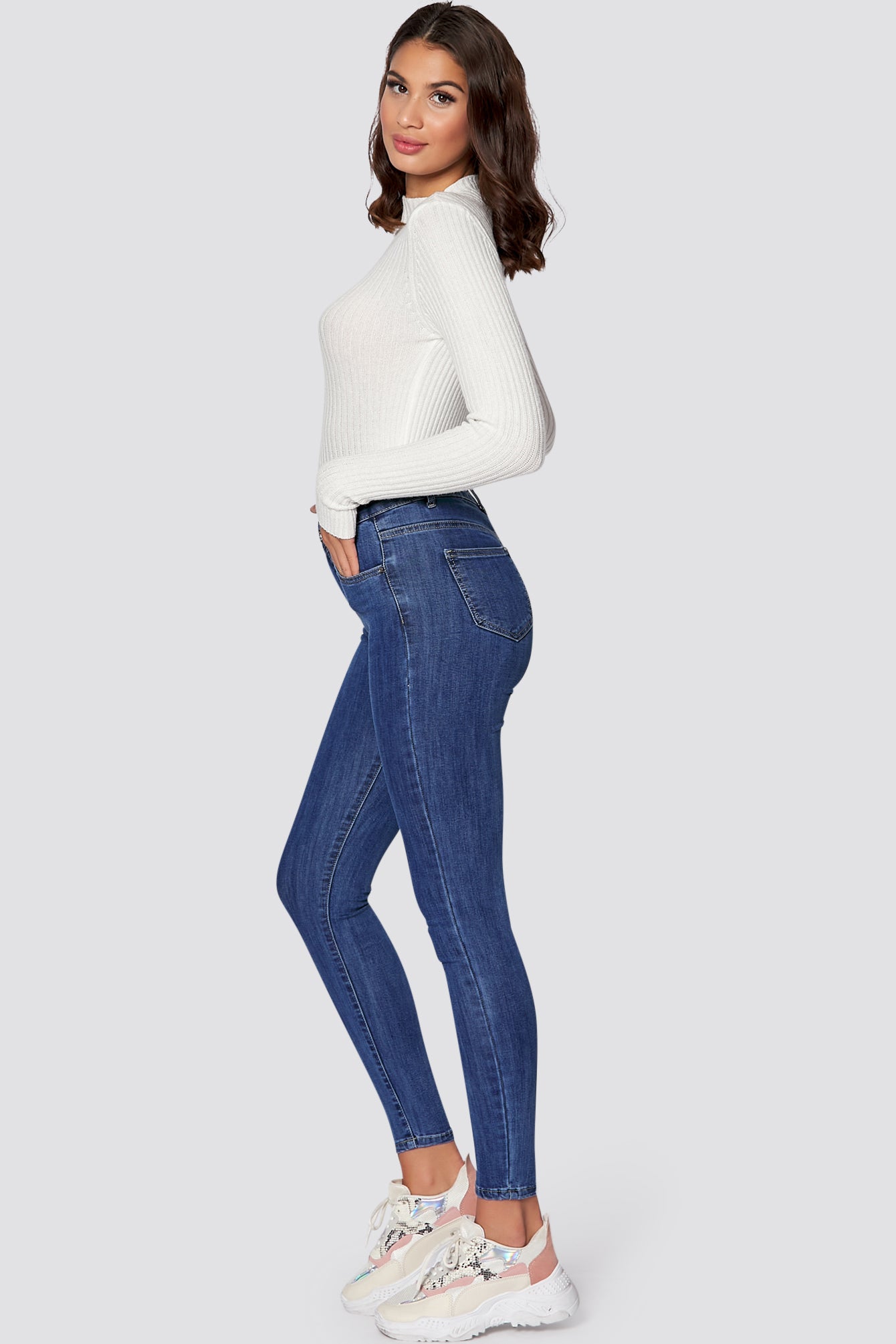 Slim Highwaist-Jeans in dunkelblau