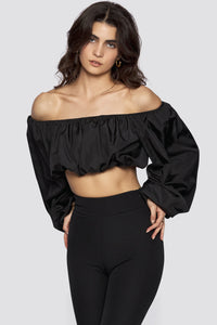 Freshlions Off Shoulder Top mit Ballon Ärmel in schwarz