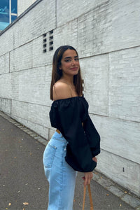 Freshlions Off Shoulder Top mit Ballon Ärmel in schwarz