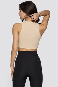 Freshlions Ribbed Basic Crop Top 'Asena' in camel