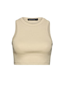 Freshlions Ribbed Basic Crop Top 'Asena' in camel