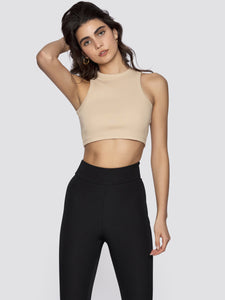 Freshlions Ribbed Basic Crop Top 'Asena' in camel