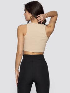 Freshlions Ribbed Basic Crop Top 'Asena' in camel