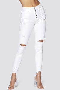 High Waist Button Front Jeans