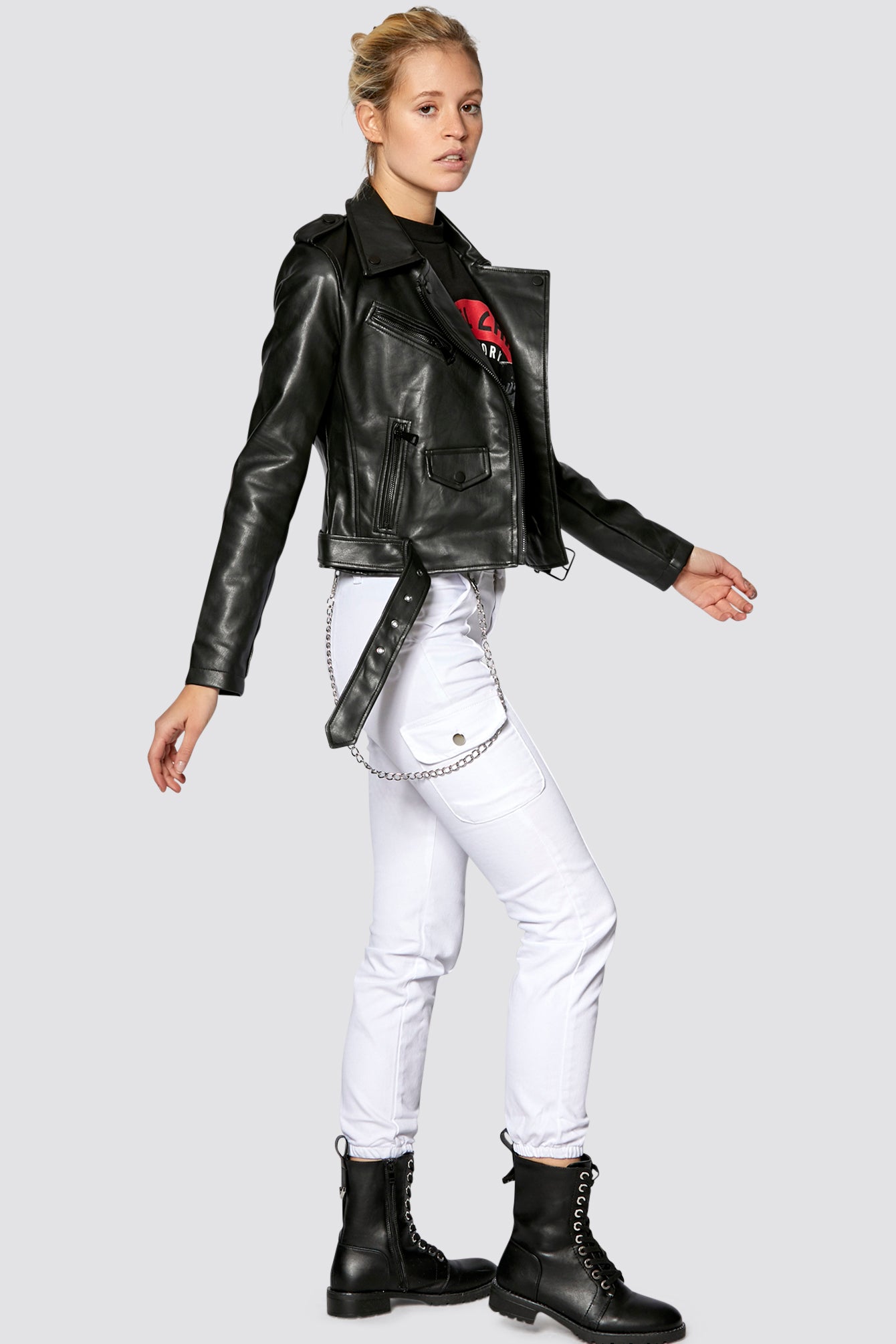 Kunstleder Biker Jacke