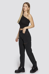 Mom-Jeans in schwarz 'Stacey'