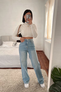 Hellblaue Wide Leg Jeans 'Grace'