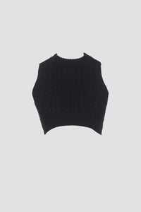 Freshlions Cropped Strick-Top mit Zopfmuster in schwarz 'NIL'