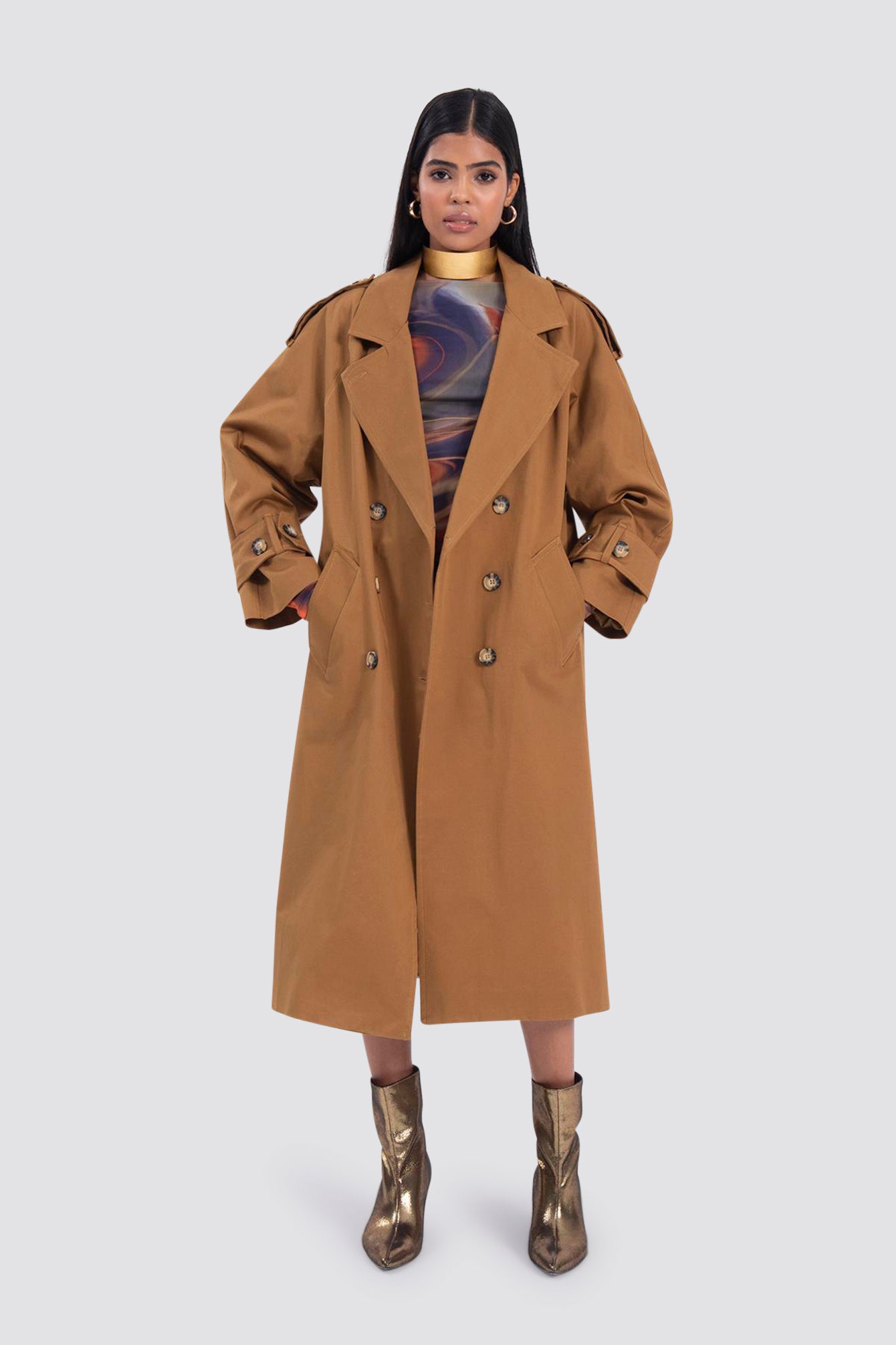 Freshlions Langer Trenchcoat Mantel