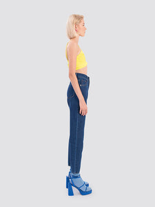 Freshlions Dunkelblaue High-Waist Mom Fit Jeans