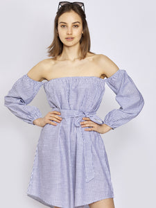 Gestreiftes Off-Shoulder Kleid