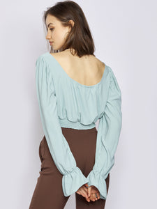 Crop Bluse mit Rüschen-Ärmel