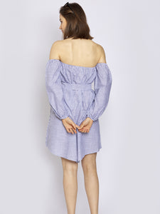 Gestreiftes Off-Shoulder Kleid