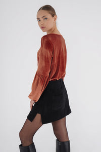 Freshlions Corduroy Side Slit Mini Skirt