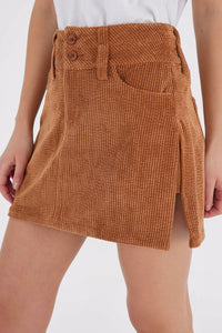 Freshlions Corduroy Side Slit Mini Skirt