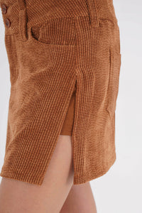 Freshlions Corduroy Side Slit Mini Skirt