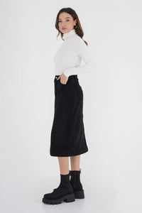 Freshlions Corduroy Slit Midi Skirt