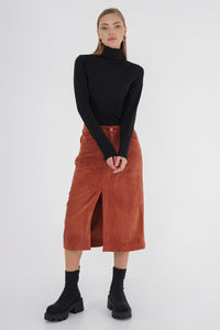 Freshlions Corduroy Slit Midi Skirt