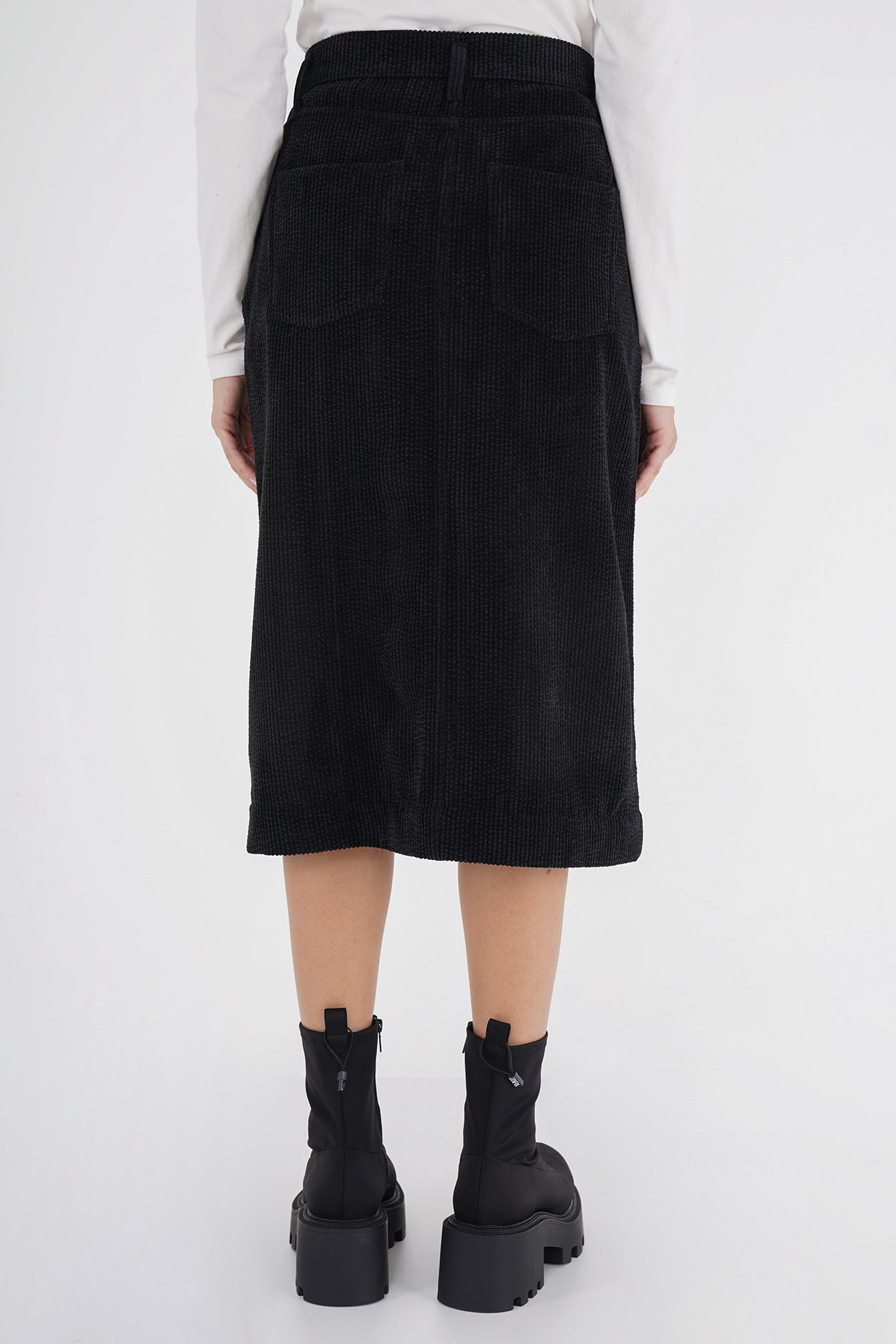 Freshlions Corduroy Slit Midi Skirt