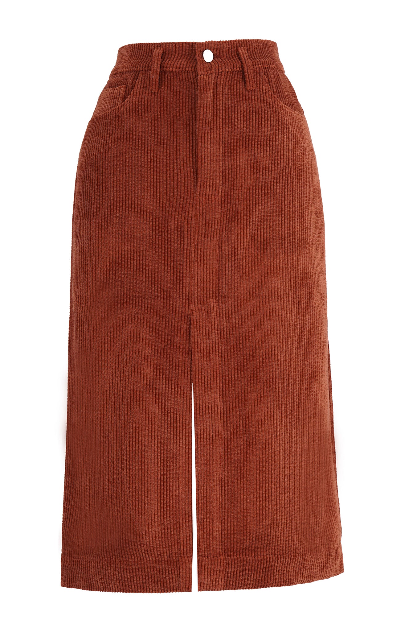 Freshlions Corduroy Slit Midi Skirt