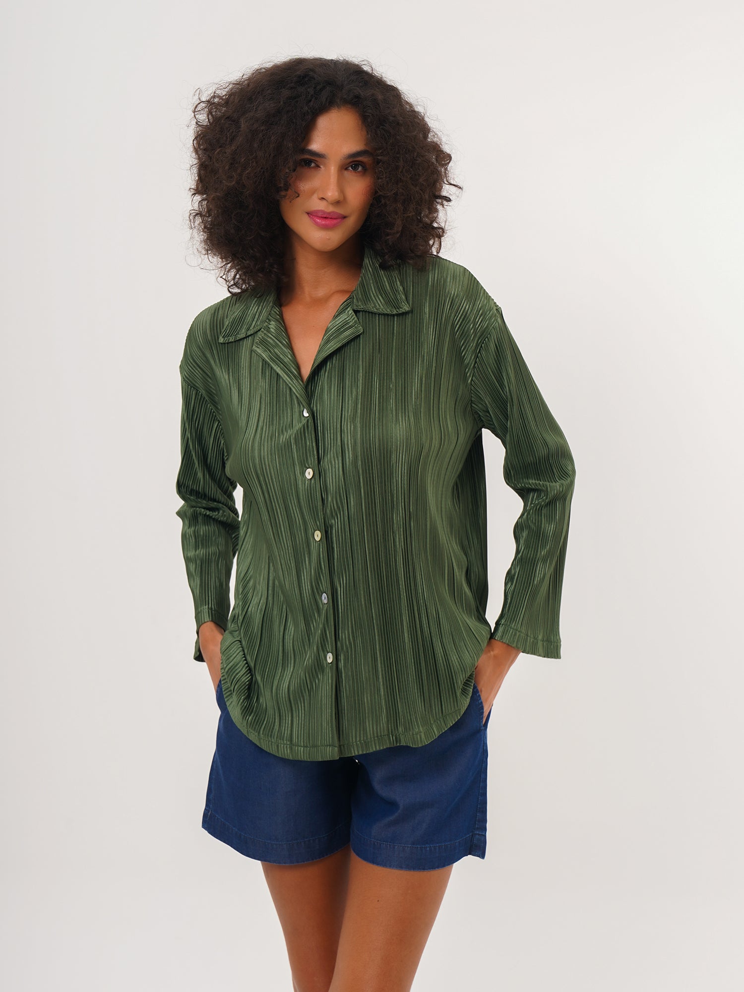 Freshlions Satin Pleated Shirt